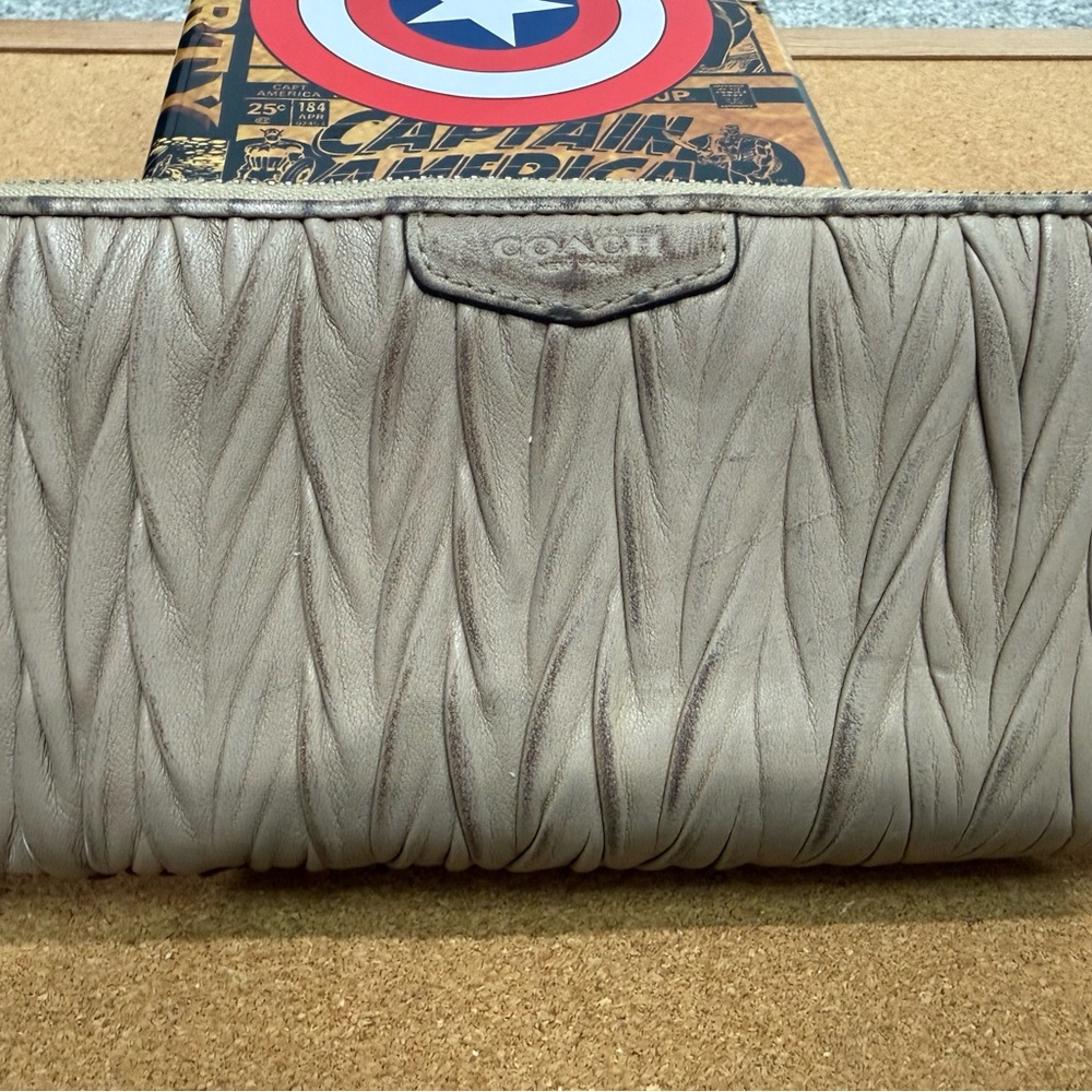 Coach Taupe Textured Clutch
